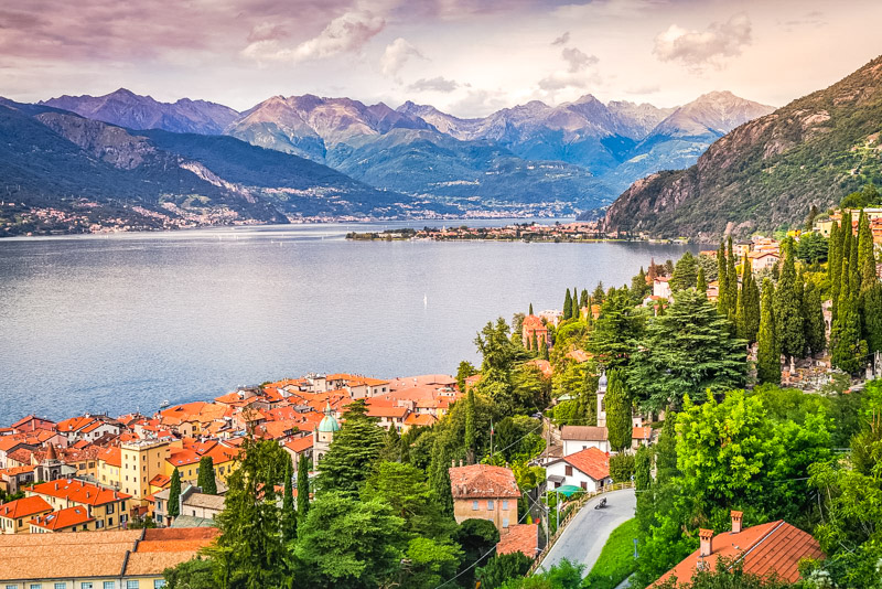 48316018 village and sailboats on lake como near bellagio at sunset italy 2